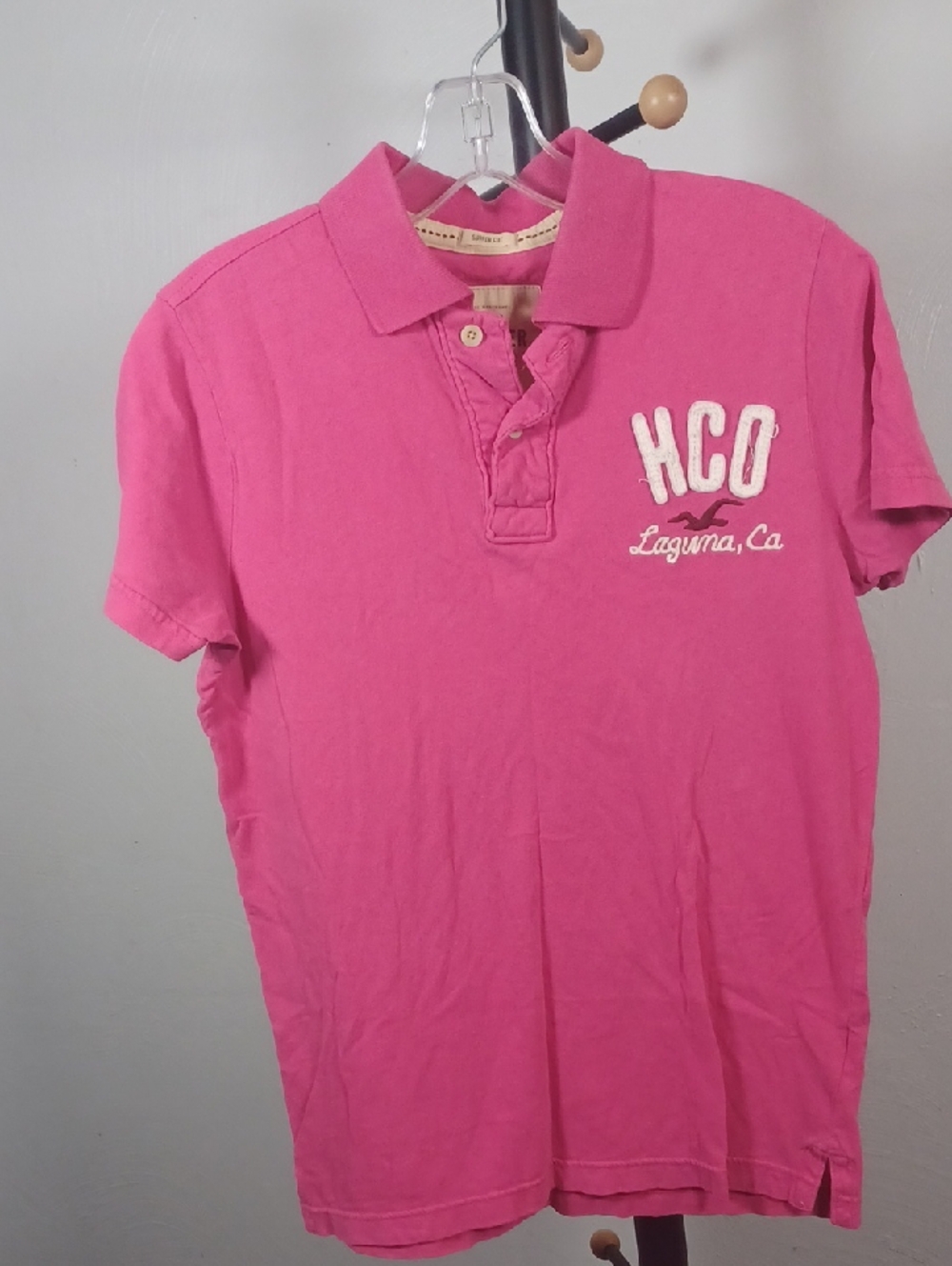 Hollister Pink Surfer Cut Polo Size Small